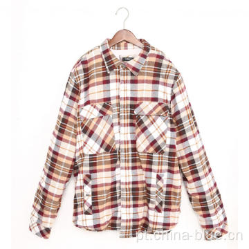 jaqueta de camisa de algodão macio de flanela masculina